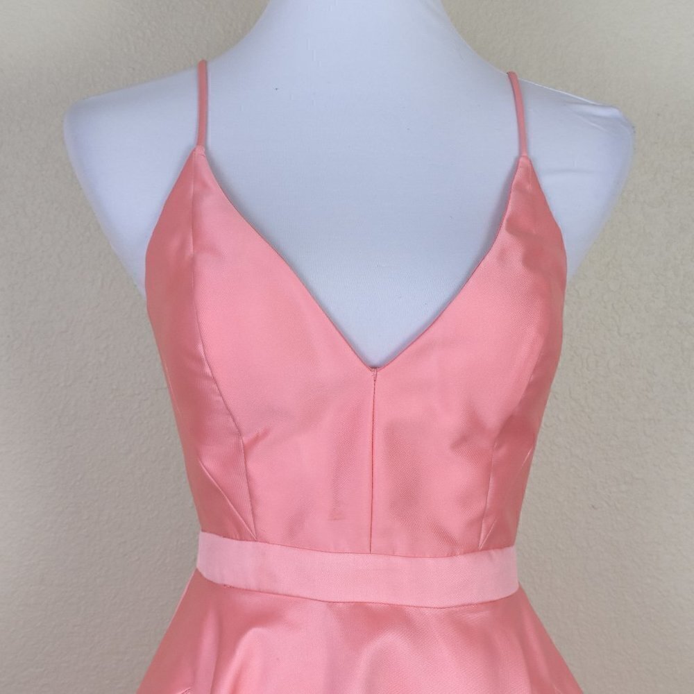 Sherri Hill 52821 V-Neck Ball Gown With Lace Up Back CORAL 4 - Picture 2 of 9